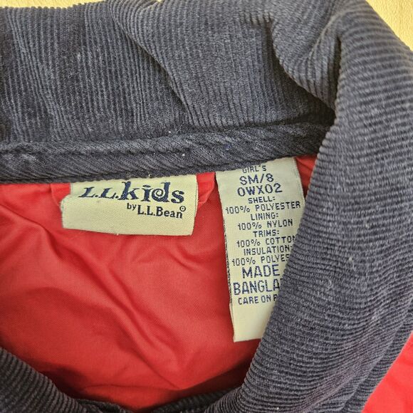 Vintage Girls Quilted LL Bean Jacket Size 8 Chore Barn Outdoors Corduroy Trim - Picture 2 of 9